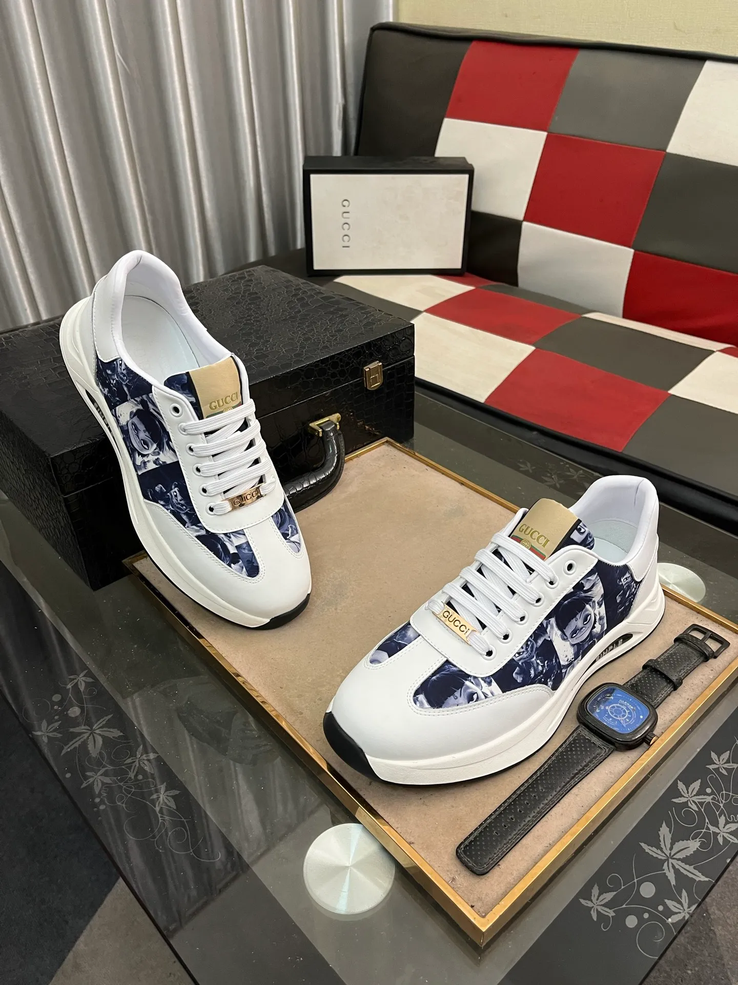 Men's shoes 💰420⌚️⌚️[GUCCI] The latest trendy men's casual shoes, the fabric is made of embossed cowhide imported from Italy, comfortable sheepskin lining + feet, the original outsole is wear-resistant and non-slip, high-level version, exquisite workmanship. Code number: 38-442️⃣Colors available
